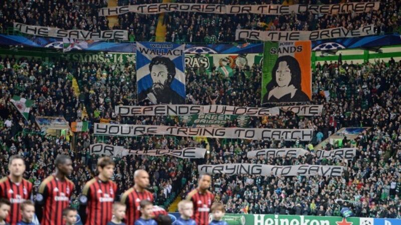 Celtic were fined by Uefa over banners they displayed prior to their Champions Legaue clash with AC Milan in 2013. Photograph: Jeff J Mitchell/Getty