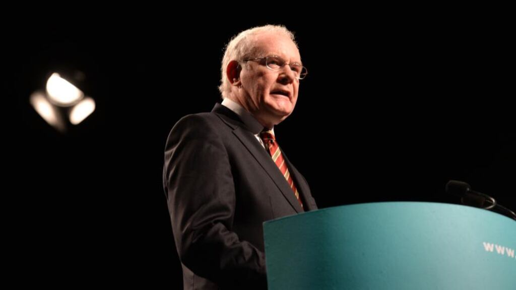 Martin McGuinness, deputy first mInister, speaking at the Sinn Féin Ard Fheis 2014 in Wexford. Photograph: Dara Mac Dónaill / The Irish Times