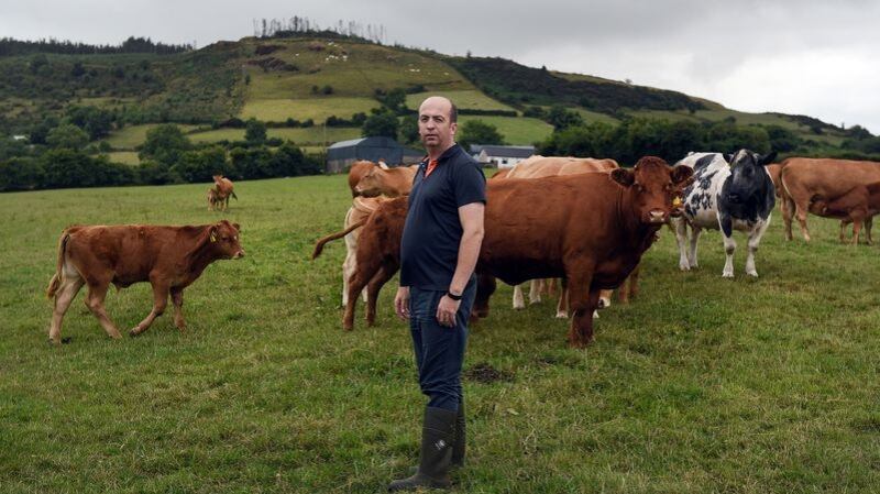 Damian McGenity on his farm. Photograph: Mary Turner/Bloomberg