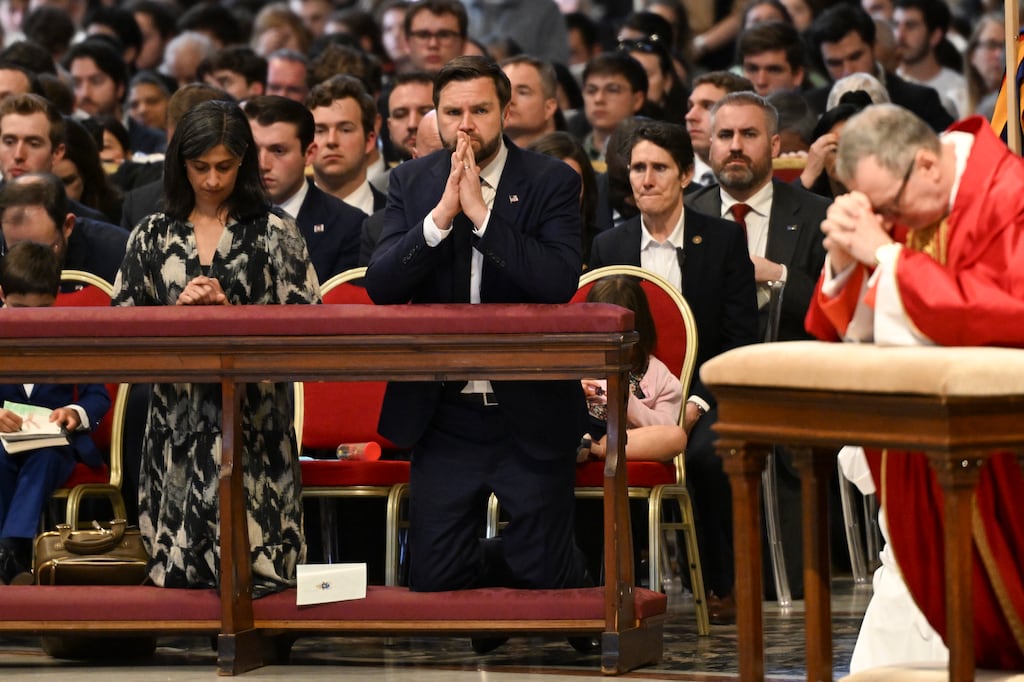 US vice-president JD Vance and second lady Usha Vance at Mass in the Vatican last Easter. Photograph: Kenny Holston/The New York Times