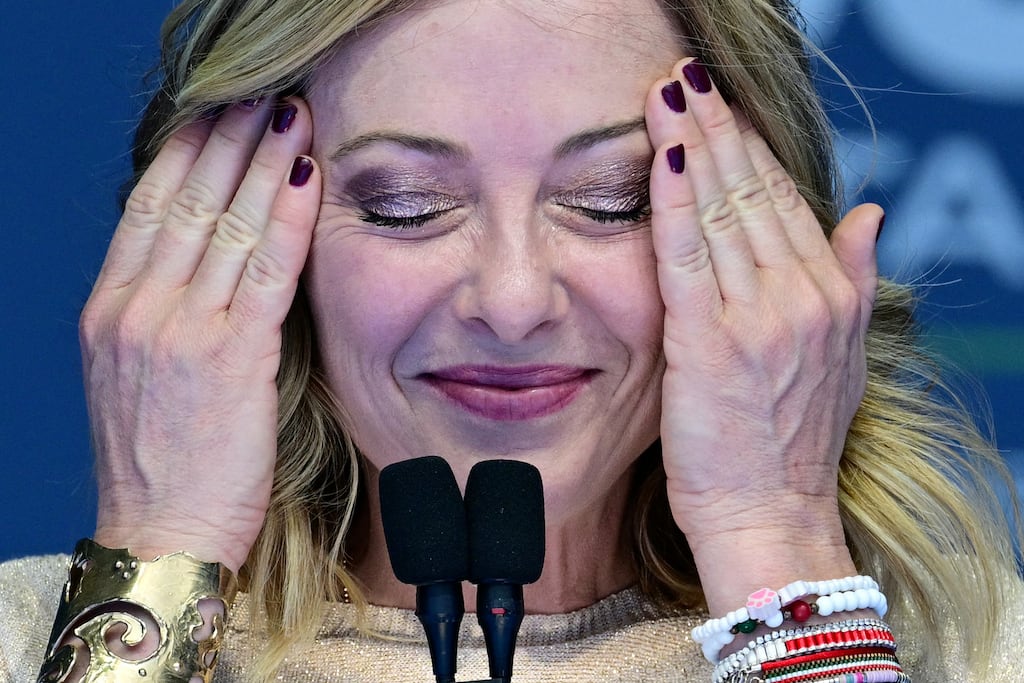 Italian prime minister Giorgia Meloni and her party, Fratelli d'Italia, are expected to make big gains in the European elections. Photograph: Tiziana Fabi/AFP via Getty Images