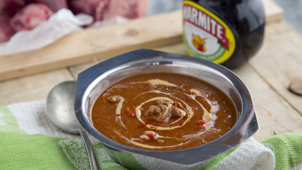 Vanessa Greenwood’s oxtail soup with Marmite creme fraiche.