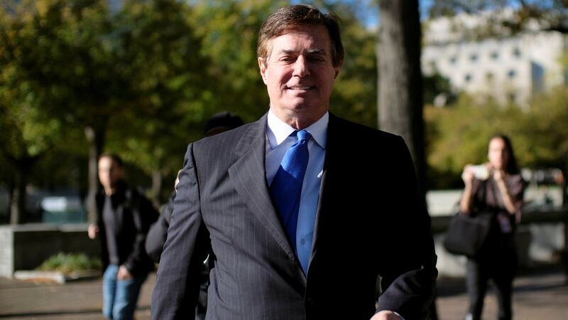 Former Trump 2016 campaign chairman Paul Manafort leaves US Federal Court, after being arraigned on 12 federal charges. Photograph: James Lawler Duggan/Reuters