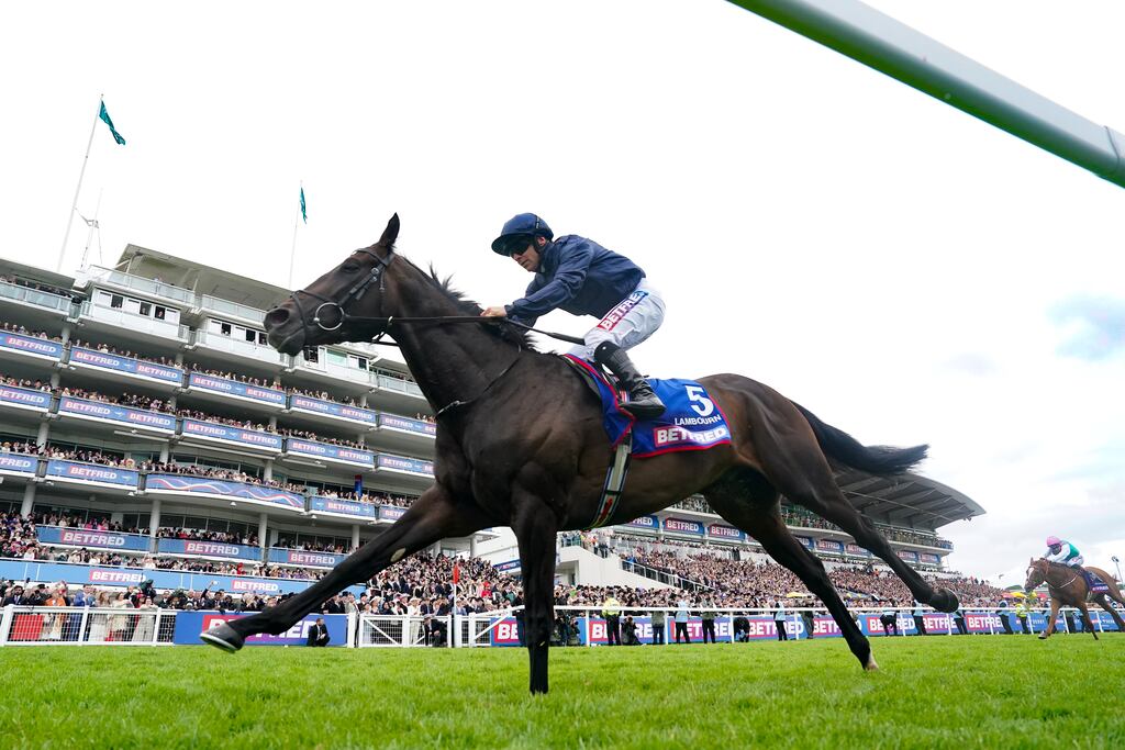 Lambourn, ridden by Wayne Lordan, wins the Epsom Derby on June 7. Photograph: Adam Davy/PA