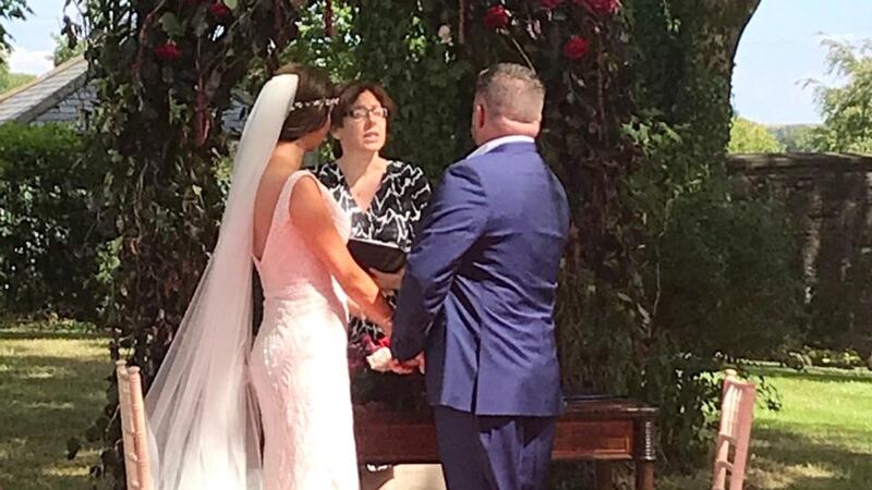 Zoe Holohan and Brian O’Callaghan-Westropp on their wedding day in Co Meath. Photograph: Handout/PA Wire