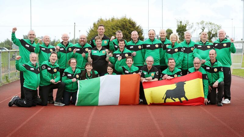 Members of Transplant Team Ireland with Kilkenny GAA Hurling legend Michael Fennelly at Dublin Airport, ahead of their participation in the World Transplant Games in Malaga