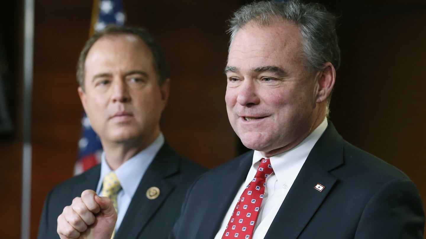Democratic senator Tim Kaine of Virginia: seen as a candidate who would bring moderates, Hispanics and Virginia. Photograph: Mark Wilson/Getty Images