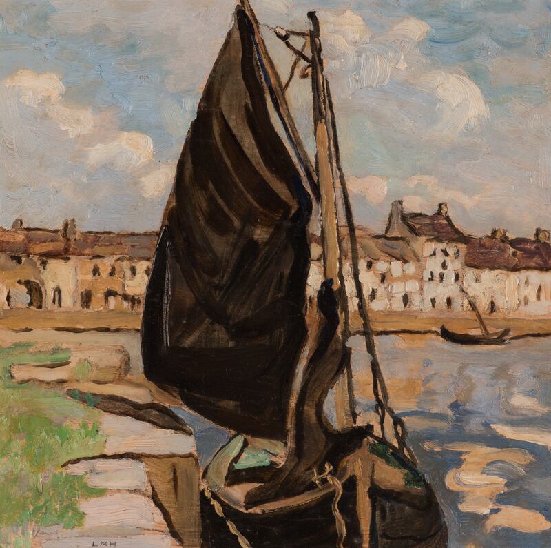 Letitia Hamilton painting of a Galway Hooker on Claddagh Quay (estimate €8,000-€12,000)
