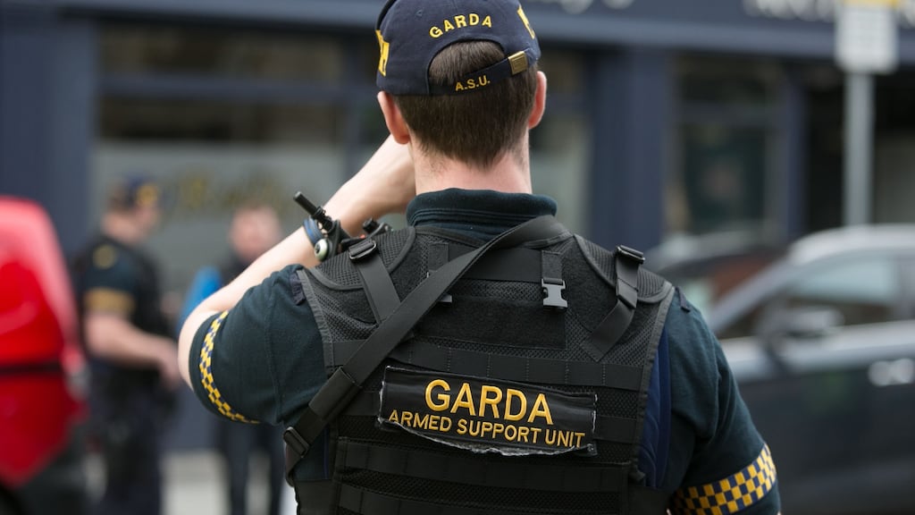 A member of the Garda Armed Support Unit at a checkpoint. File photograph: Collins