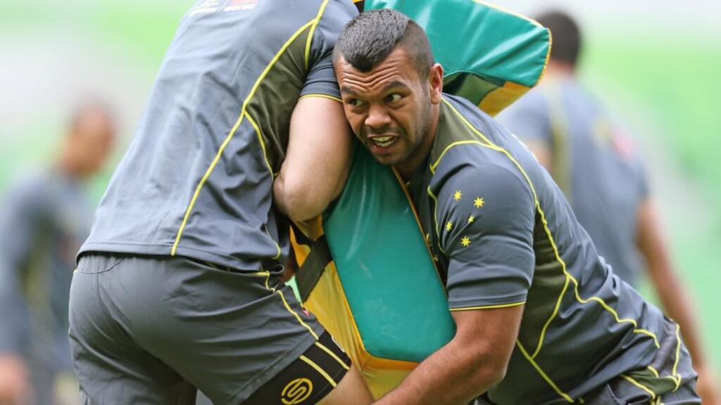 Kurtley Beale during Australia training at AAMI Park in Melbourne on Thursday. He will play fullback against the Lions in the second Test. Photograph: Scott Barbour/Getty Images