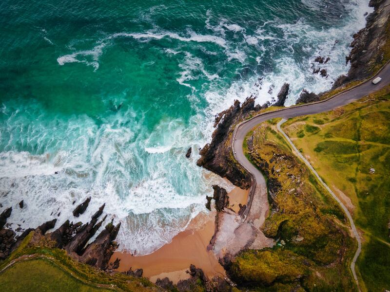 Noel's drone images of Ireland's breathtaking cliffs, valleys, and coastlines drive home the sheer scale of these natural formations