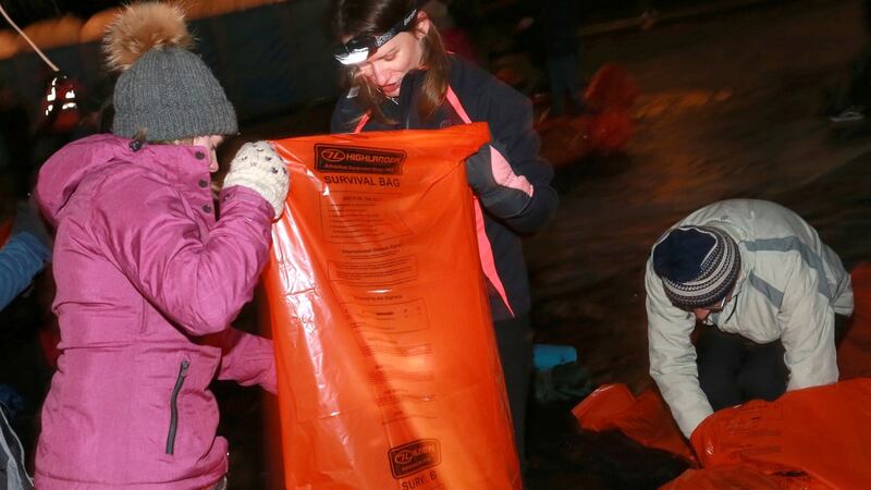 People in Princes Street Gardens in Edinburgh for the Sleep in the Park fundraising event which aims to raise £4 million to end rough sleeping and homelessness in Scotland. Photograph: Stewart Attwood/PA Wire