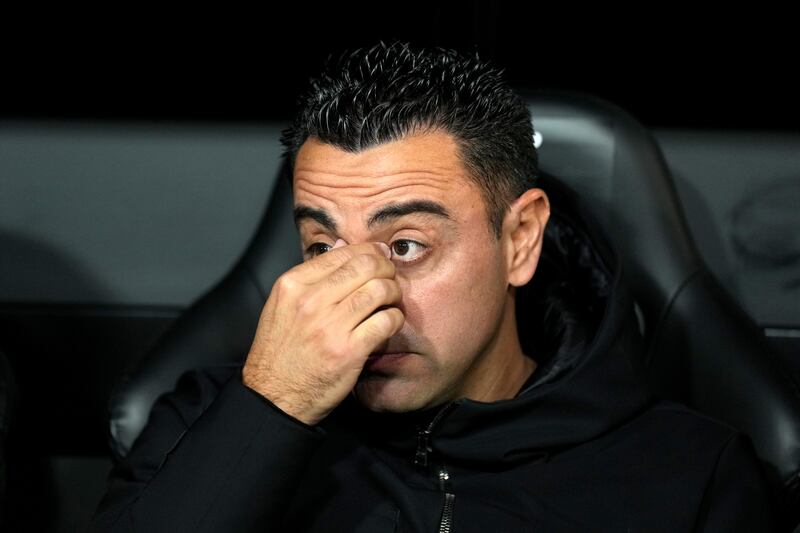 Xavi before the match against Valencia. Photograph: Aitor Alcalde/Getty
