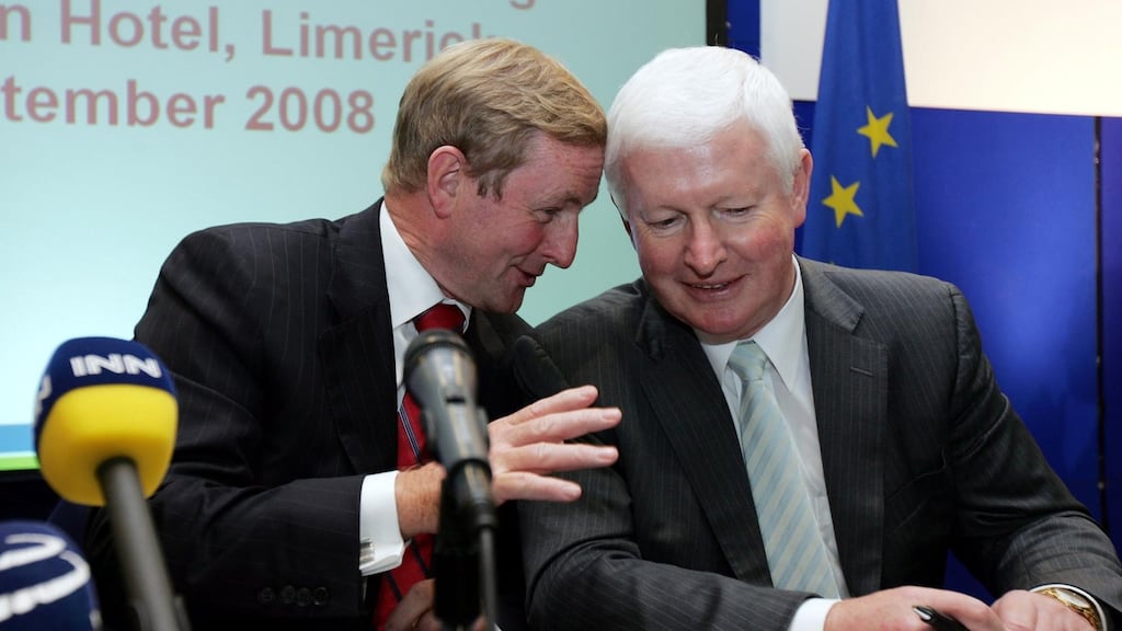 A file photo from 2008 showing Frank Flannery (right) with the Fine Gael leader Enda Kenny. Photograph: Eric Luke/The Irish Times