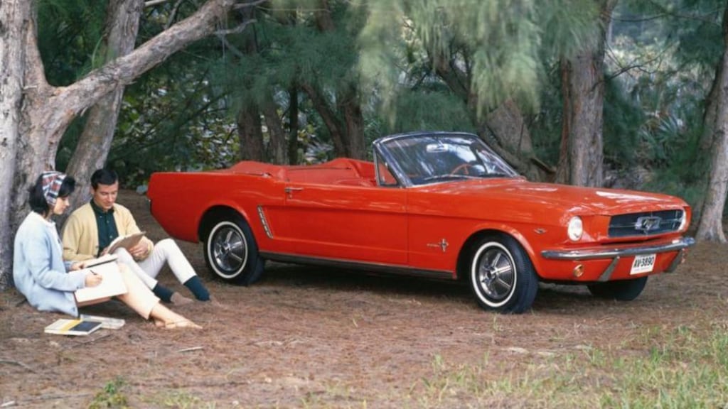 The Ford Mustang’s $2,368 price tag in 1964 made it affordable to the horde of baby boomers that were just reaching driving age or heading off to college. Photograph: Reuters/Ford Motor Company