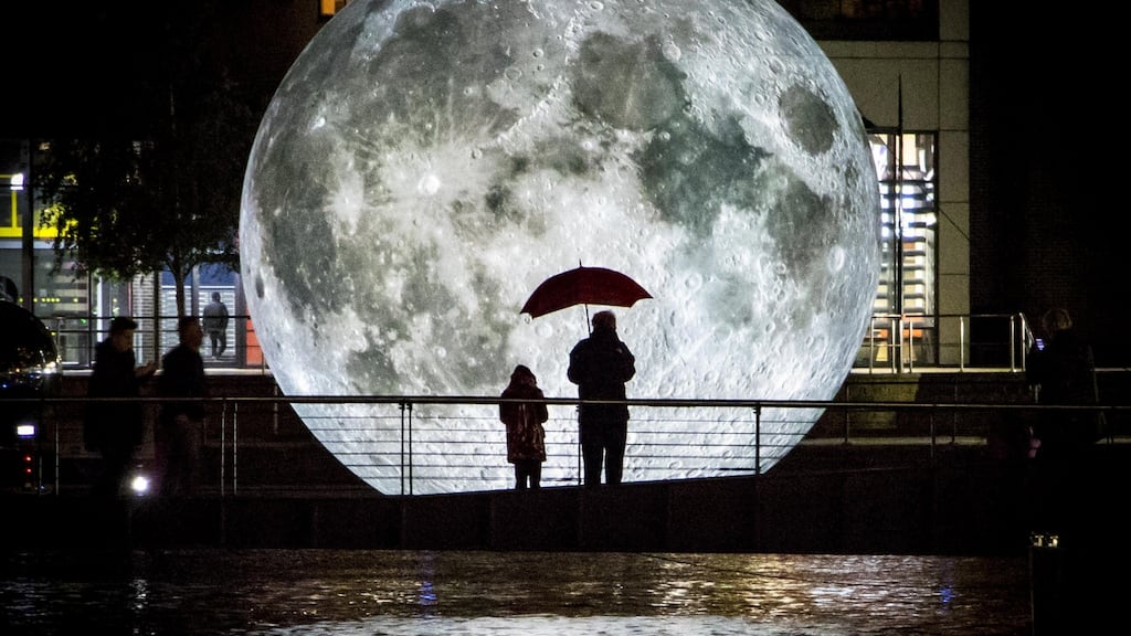The festival’s street art and spectacle includes Museum of the Moon, a giant moon featuring detailed Nasa imagery of the lunar surface by artist Luke Jerram, at NUI Galway’s Human Biology Building. Photograph: Carl Milner Photography