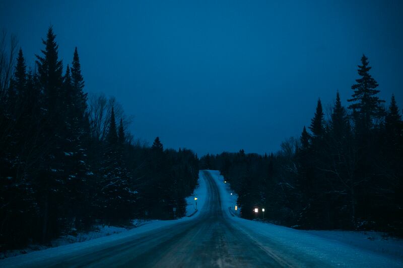 New Hampshire Route 3, Daniel Webster Highway, which ends at the Canadian border in Pittsburg, New Hampshire. Photograph: John Tully/The New York Times