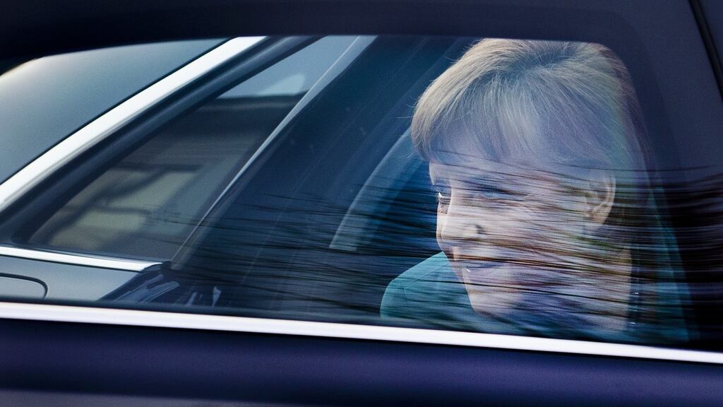 German chancellor Angela Merkel arrives for the meeting of G7 leaders in The Hague today. Photograph: Jerry Lampen/Getty Images/Pool