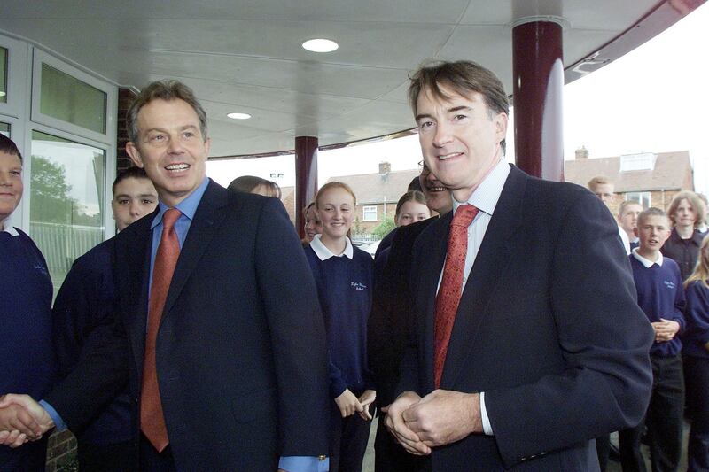 Prime Minister Tony Blair (left) with then Hartlepool MP and former Northern Ireland Secretary Peter Mandelson photographed in Hartlepool in 2001. Photograph: Owen Humphreys/ PA