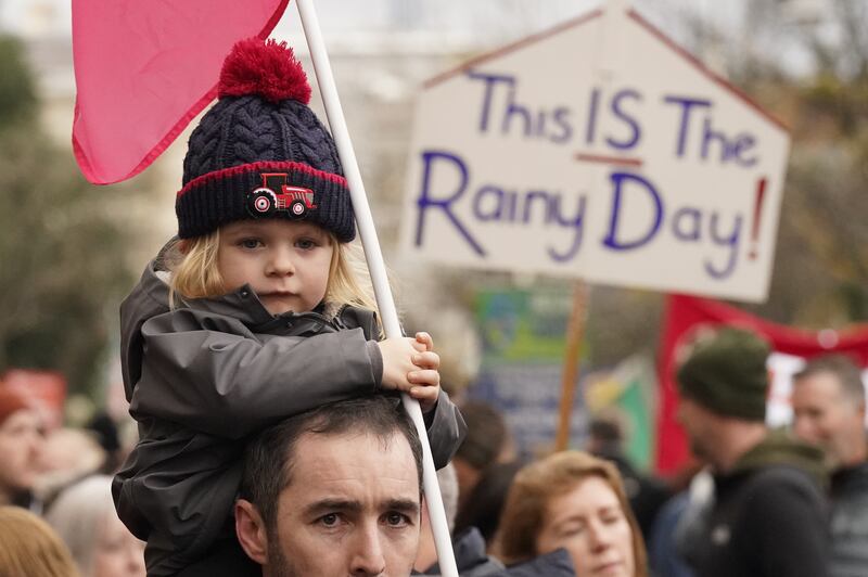 Protesters in Saturday's Raise the Roof rally in Dublin. Photograph: Niall Carson / PA