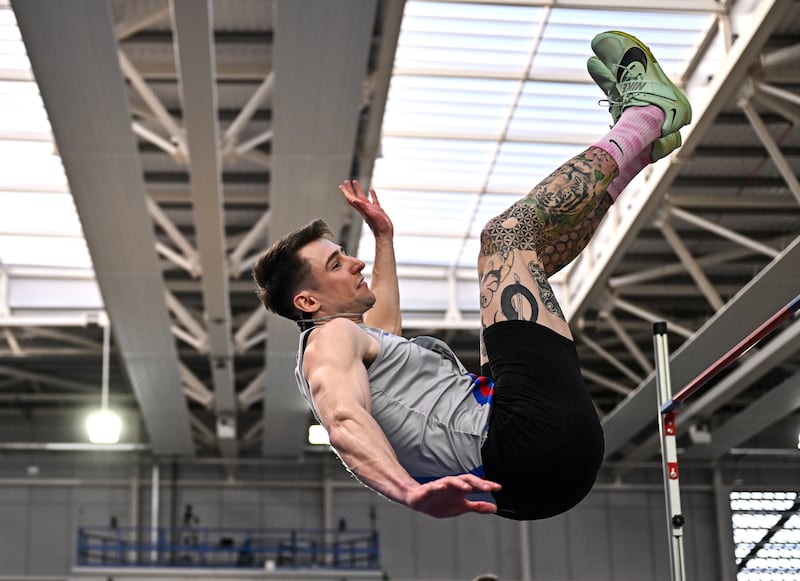 Lorcan Murphy competes in the men's high jump at the National Senior Indoor Championships in February. Photograph: Sam Barnes/Sportsfile