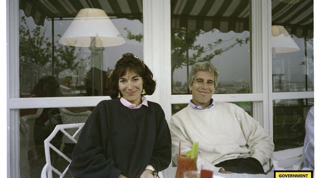 An undated trial evidence photograph of British socialite Ghislaine Maxwell and US financier Jeffrey Epstein. Photograph: US district court/AFP via Getty Images
