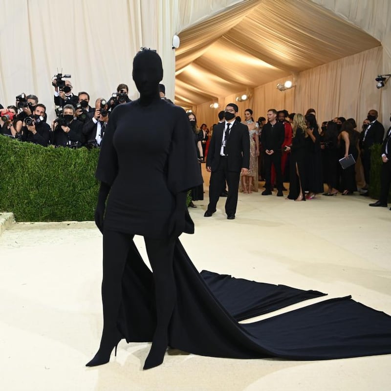 Kim Kardashian at the Metropolitan Museum of Art's Costume Institute benefit gala in New York, Sept. 13, 2021. (Nina Westervelt/The New York Times)