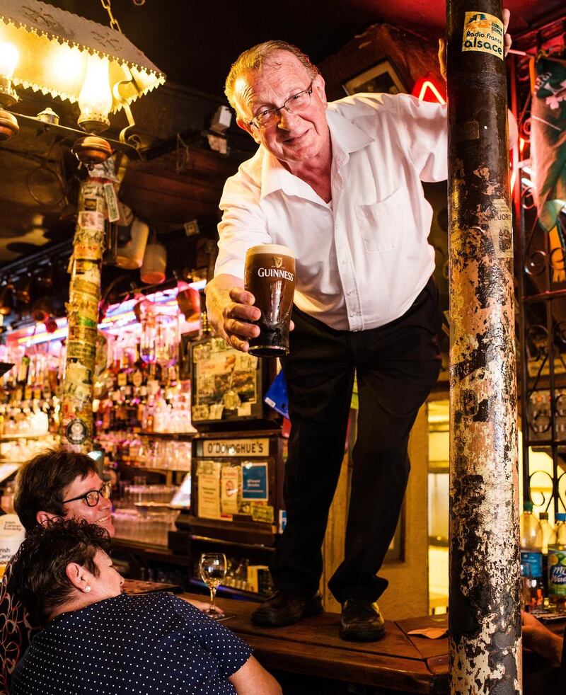 Pub crawl: speedy service at O’Donoghue’s in Dublin. Photograph: Elaine Hill
