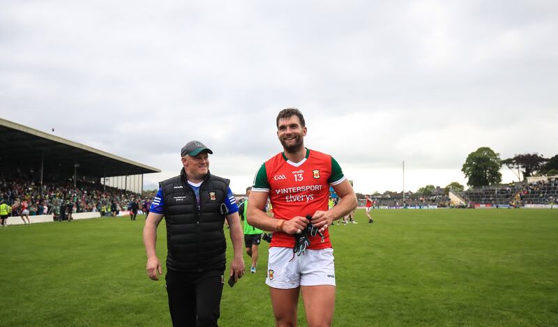 Aidan O'Shea after the victory over Kerry in Killarney. Mayo's talisman has been in impressive form this season. Photograph: Evan Treacy/Inpho