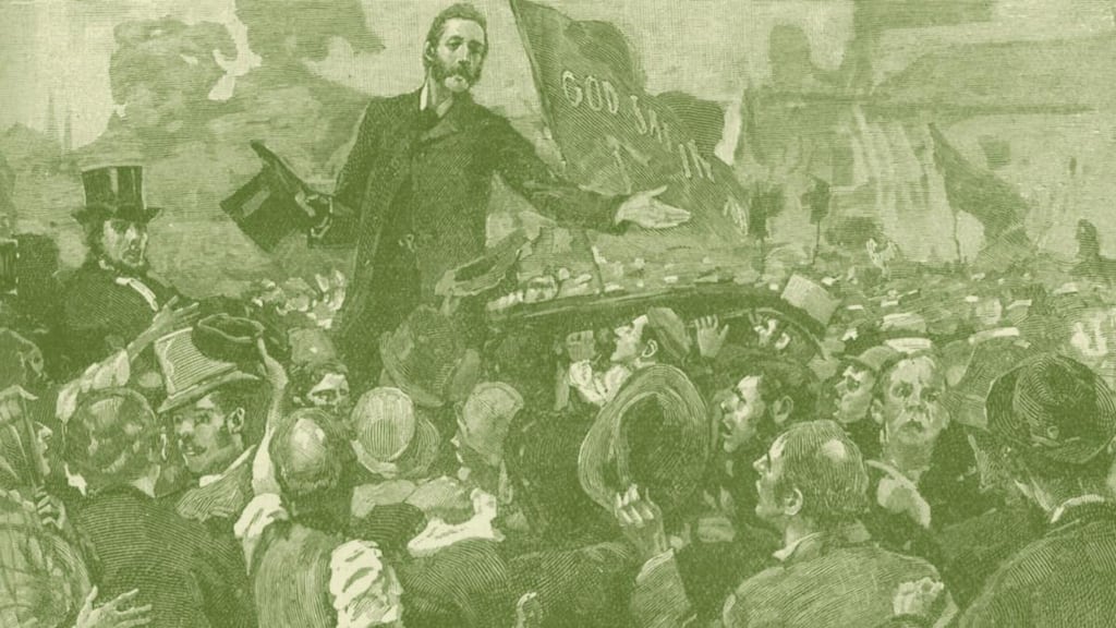 Charles Stewart Parnell addressing an anti-rent meeting in Limerick in 1879. Photograph: Culture Club/Getty Images