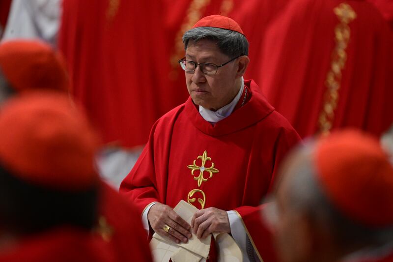 Cardinal Luis Antonio Gokim Tagle attends a mass at St Peter's basilica in The Vatican, on April 30. Photograph: Tiziana Fabi/AFP/Getty