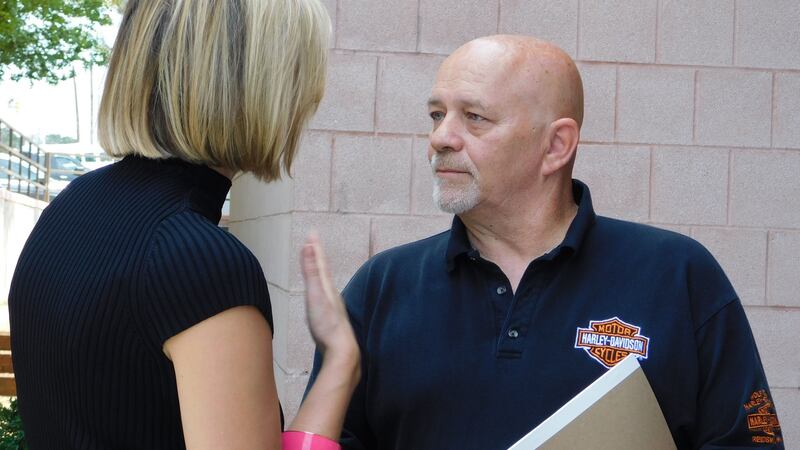 Tom Aamland, the jury’s foreman speaking to media after the verdict in the Jason Corbett murder trial on Wednesday. Photograph: Daniel Kennedy