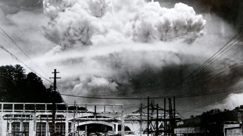 Mushroom cloud from the ground of the 1945 atomic bombing of Nagasaki. Photograph: EPA/Nagasaki Atomic Bomb Museum