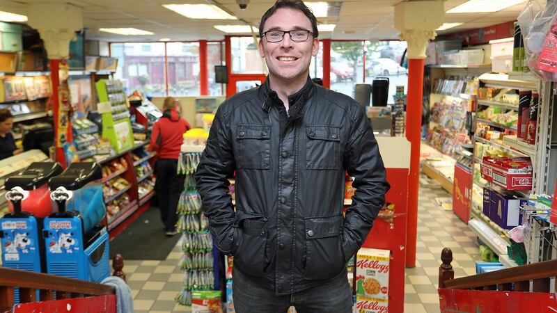 Eamon McCaughey in his shop, Matthews newsagents. Photograph: Lorraine Teevan