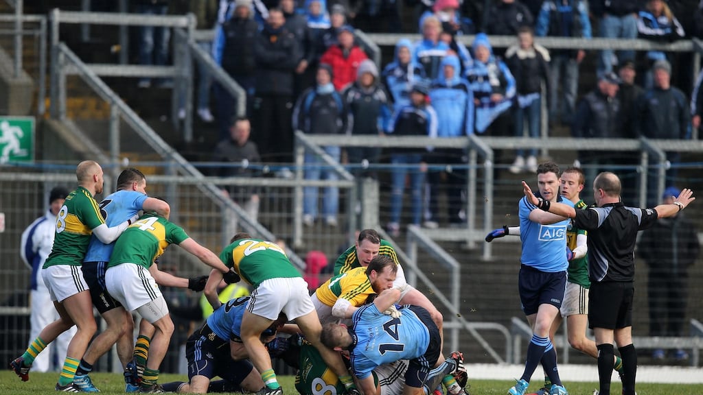 Tempers flared during the 2015 league meeting between Kerry and Dublin in Killarney. The sides meet in Tralee on March 18th this year. Photograph: Cathal Noonan/Inpho