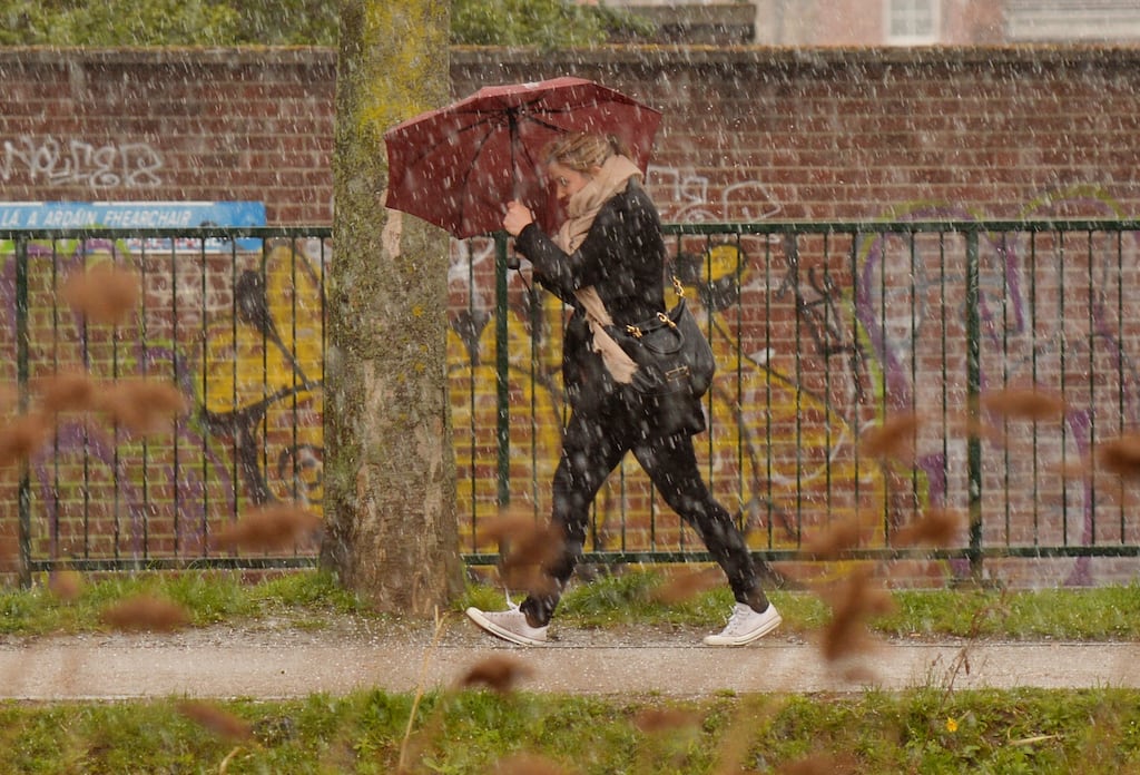 Rain is expected to become heavy across the country on Saturday, with a chance of hail. Photograph: Alan Betson