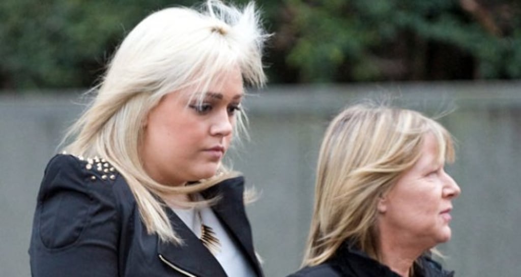 Andrea Furlong (left), younger sister of Nicola Furlong, outside the Tokyo court.
