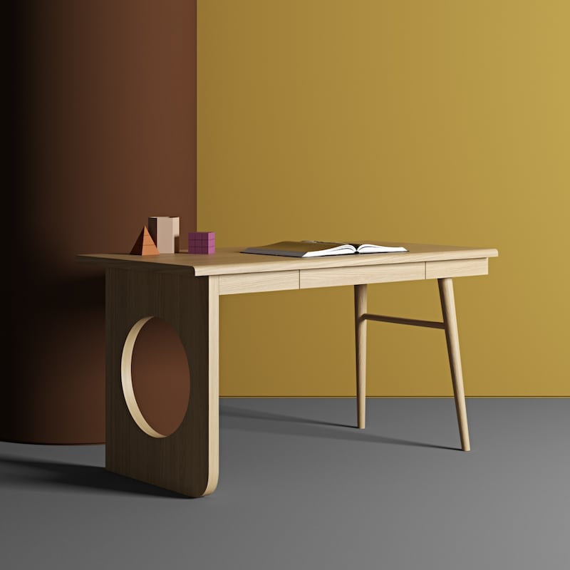 This Bau desk, €399 at Arnotts with either an oak or walnut veneer top will also work as a hall or console table