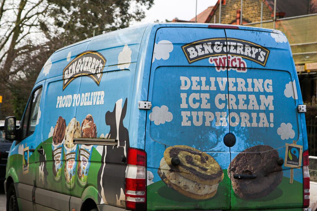Ben & Jerry’s founders Ben Cohen and Jerry Greenfield said Unilever broke an acquisition clause that gives the ice cream company independent control of its social mission. Photograph: Dinendra Haria/SOPA Images