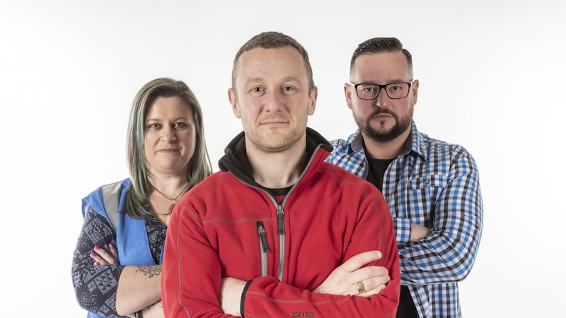 Jennifer Byrne, PJ Gallagher, Michal Dachowski in The Big DIY Challenge