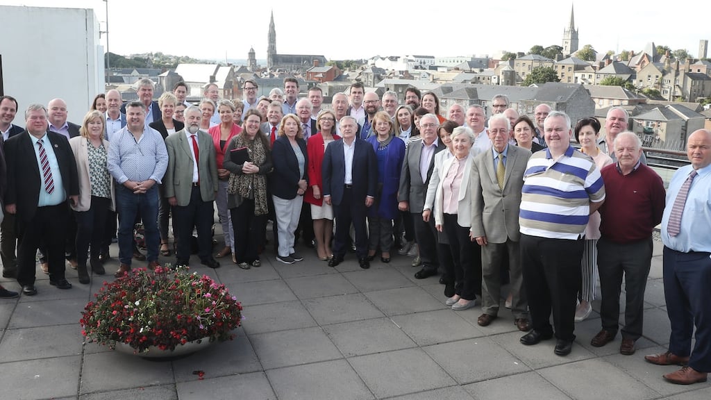 Labour Party TDs, senators and councillors who debated the leadership on Sunday evening at their think-in. Photograph: Paul Connor