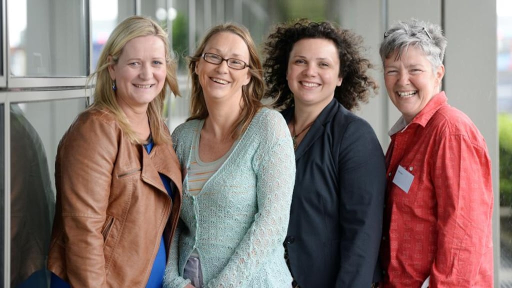 Kathleen McDonnell, Maria Dollard, Martina Ozonyia and Toddy Hogan at the Equality and Diversity Early Childhood National Network/Stay Strong conference in the Clarion Hotel, North Wall Quay. Photograph: Alan Betson