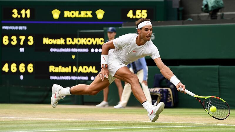 Rafael Nadal during his 2019 Wimbledon semi-final defeat to Novak Djokovic. Photograph: Clive Mason/Getty