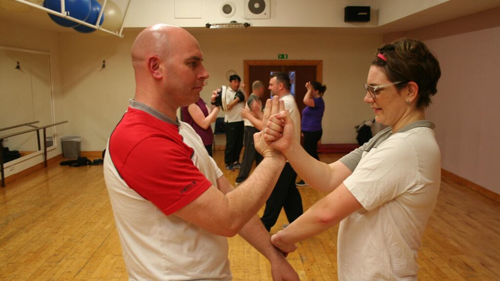 Daragh Breathnach and student Roseann doing Chi Sau.