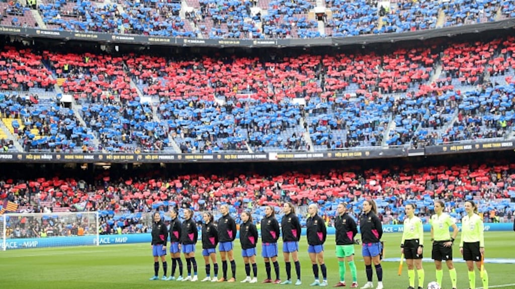 A world record 91,553 spectators packed into the Camp Nou for last week’s edition of El Clasico. Photograph: Joan Valls/Urbanandsport/NurPhoto via Getty Images