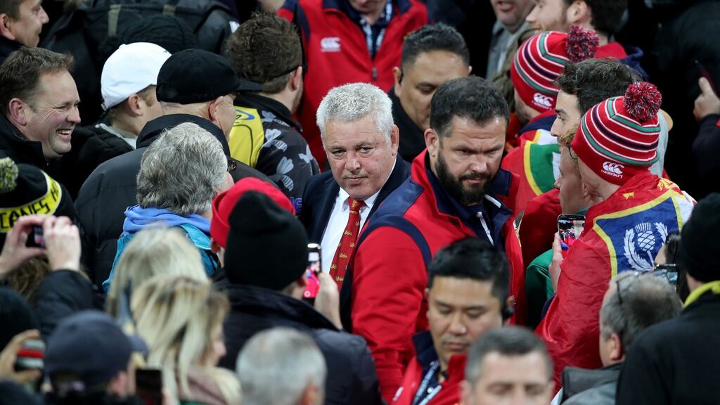 British and Irish Lions head coach Warren Gatland leaves the pitch after the Lions’ draw with Hurricanes at the Westpac Stadium, Wellington. Photo: David Davies/PA