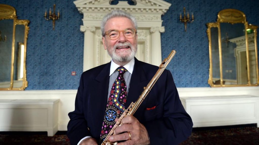 Man with the golden flute: James Galway’s gala night is at the National Concert Hall. Photograph: Alan Betson