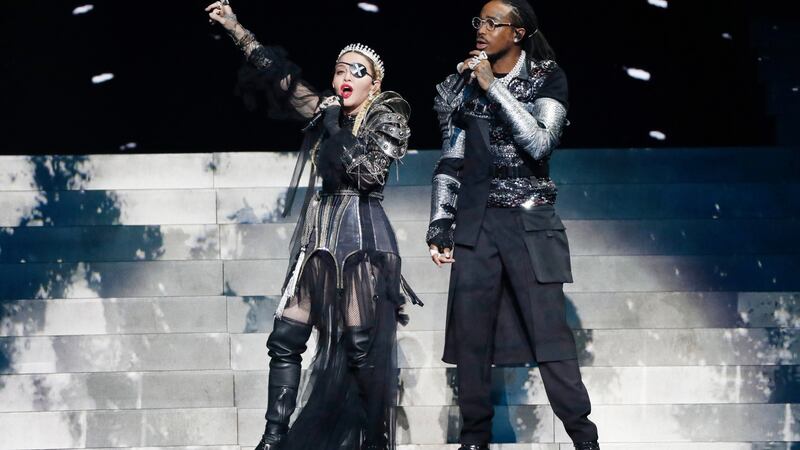 Madonna and Quavo, perform live on stage in Tel Aviv. Photograph: Michael Campanella/Getty Images