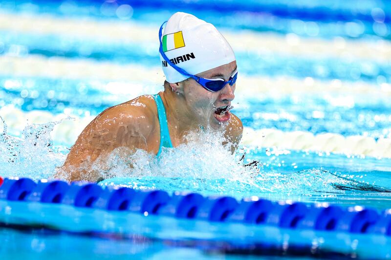 Ireland’s Róisín Ní Riain on her way to finishing fourth  in the women's 100m breaststroke SB13 Final. Photograph: Tom Maher/Inpho