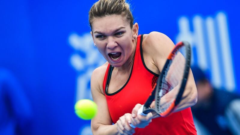 Simona Halep of Romania returns against Nicole Gibbs of the US in the first round of the Shenzhen Open tennis tournament in Shenzhen, China. Photograph: Getty Images